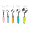 Hastings Home 5-piece Measuring Spoons Set, Stainless Steel with Colored Silicone Handles and Metal Ring Hanger 631559ONM